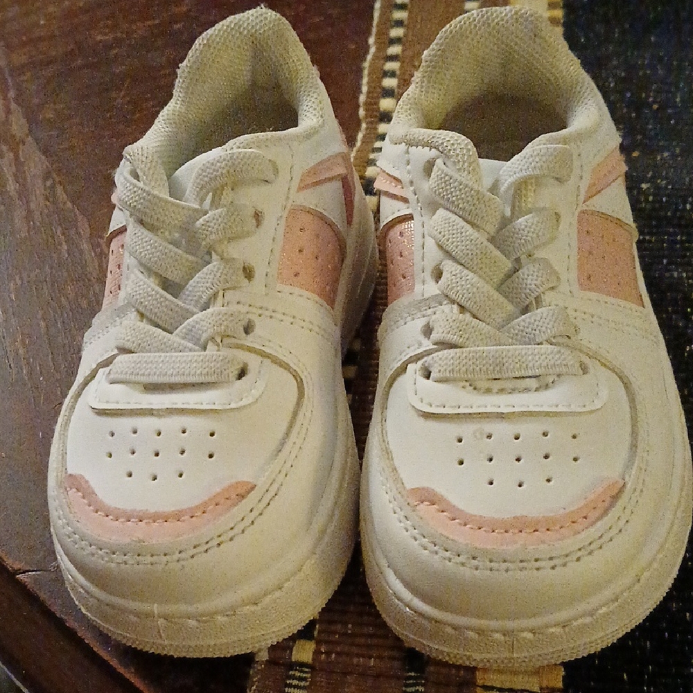 Girls White and Pink Sneakers